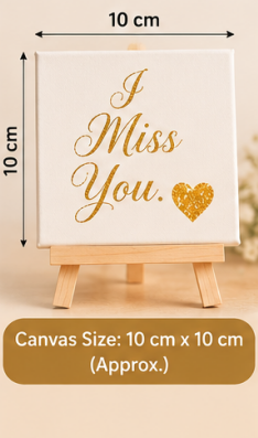 I Miss You Gold Mini Canvas with Wooden Easel – Thoughtful Keepsake Gift