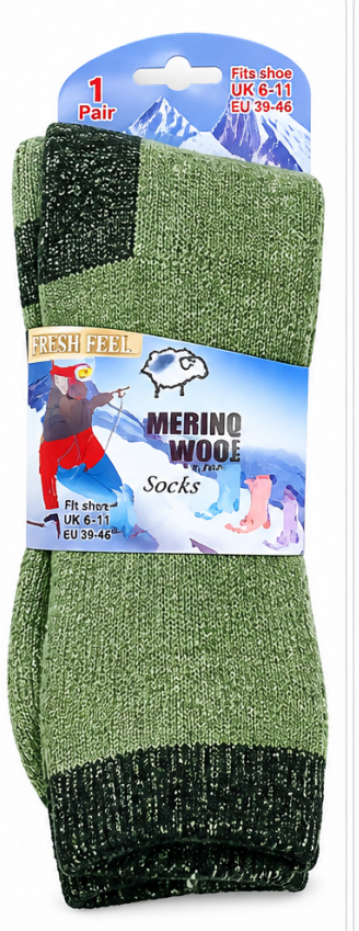 Men’s Merino Wool Blend Hiking Socks UK 6–11 – 45% Merino Wool Bamboo Walking Boot Thermal Socks | Assorted Colours – 1 Pair