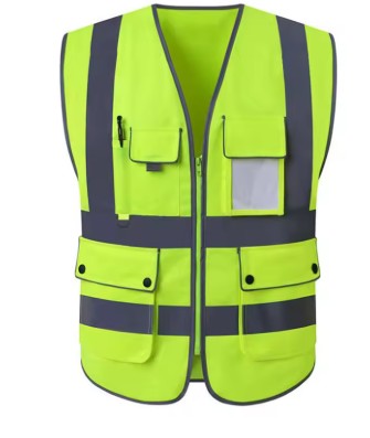 High Visibility Safety Vest Yellow Reflective Workwear Waistcoat Hi Vis Road Work Cycling Motorcycle Vest Zipper Pockets ANSI Class 2 Safety Jacket