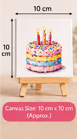 Happy Birthday Mini Canvas Set with Wooden Easels – Birthday Gift & Celebration Décor