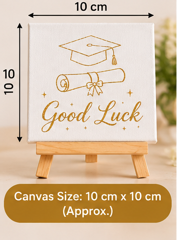 Good Luck Graduation Mini Canvas with Wooden Easel – Exam & Achievement Gift