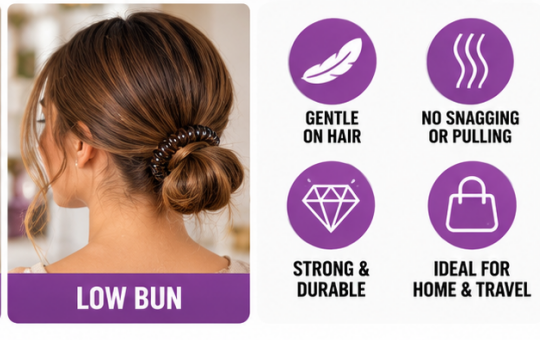 8 Pack Spiral Hair Ties – Black & Clear Coil Hair Bands, No-Crease Style Ponytail Holders for Buns, Ponytails, Everyday Hair Styling & Travel
