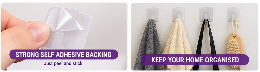 12 Pack Self Adhesive Wall Hooks – Strong Stick-On Hooks 2.7 x 3.5cm, No Drill Hanging Hooks for Kitchen, Bathroom, Bedroom, Office & Home Organisation