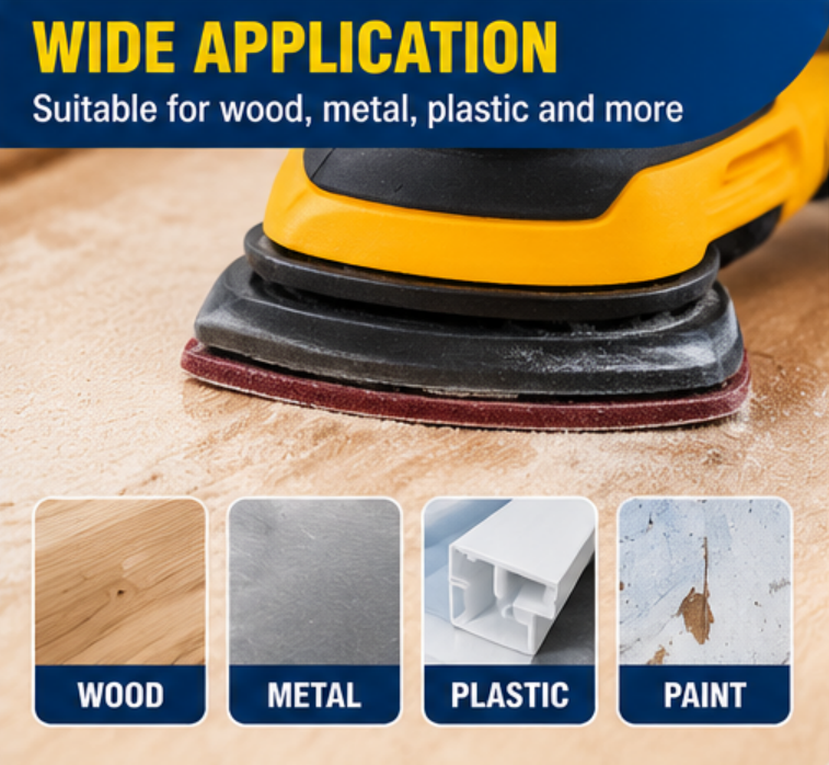 6PC Assorted Palm Sander Pads 140x90mm – 40 60 80 120 180 240 Grit Sanding Sheets, Pre-Punched Sandpaper for Wood, Metal, Plastic, Paint, DIY