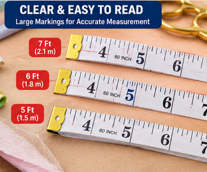 4 Piece Measuring Tape Set – Flexible Sewing Tape Measures with Retractable Tape for Tailoring, Dressmaking, Crafts & Body Measurements