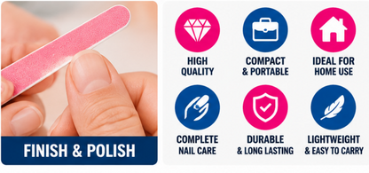 6PC Manicure Set – Nail Clippers, Cuticle Tool, Metal Nail File & Emery Board | Manicure Pedicure Nail Care Kit for Home & Travel
