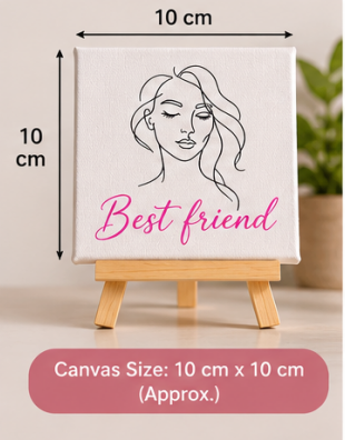 Best Friend Mini Canvas Art with Wooden Easel – Handmade Friendship Gift & Desk Décor