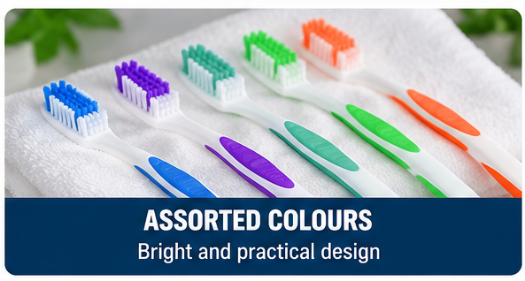 8 Pack Toothbrushes – Assorted Colour Manual Toothbrush Value Pack with Comfortable Grip | Everyday Oral Care & Family Dental Hygiene