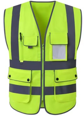 High Visibility Safety Vest Yellow Reflective Workwear Waistcoat Hi Vis Road Work Cycling Motorcycle Vest Zipper Pockets ANSI Class 2 Safety Jacket
