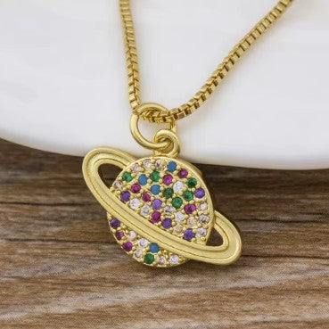 Rainbow Pendant Necklace for Women Multicolor Cubic Zirconia Necklace Gold Plated Charm Jewelry Adjustable Chain Birthday Party Wedding Gift
