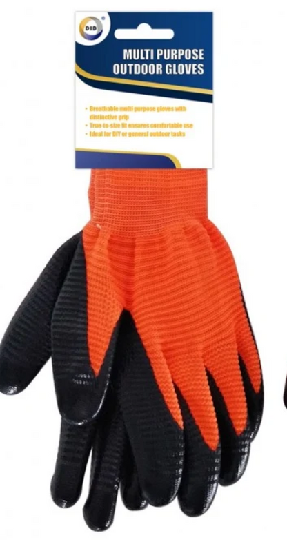 Multi-Purpose Outdoor Work Gloves – Breathable Non-Slip Grip Gardening & DIY Gloves | Latex Coated Palm, Orange or Blue