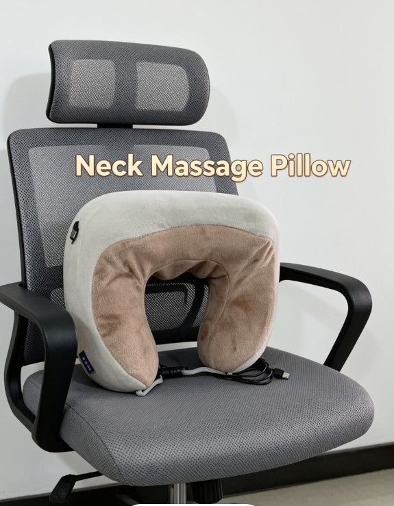 Shiatsu Neck Massager U Shaped Electric Massage Pillow Rechargeable Neck Shoulder Massager Heat Travel Cushion Grey