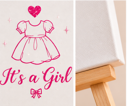 It’s a Girl Mini Canvas with Wooden Easel – Baby Shower, New Baby & Nursery Gift