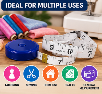 4 Piece Measuring Tape Set – Flexible Sewing Tape Measures with Retractable Tape for Tailoring, Dressmaking, Crafts & Body Measurements
