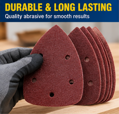 6PC Assorted Palm Sander Pads 140x90mm – 40 60 80 120 180 240 Grit Sanding Sheets, Pre-Punched Sandpaper for Wood, Metal, Plastic, Paint, DIY