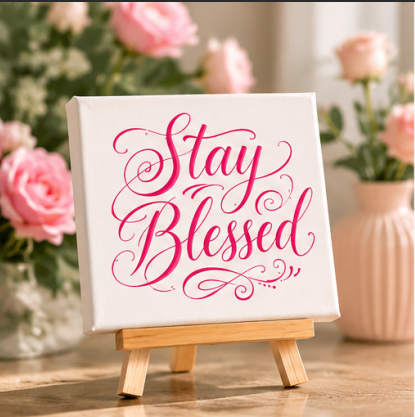 Stay Blessed Mini Canvas with Wooden Easel – Inspirational Gift & Positive Home Décor