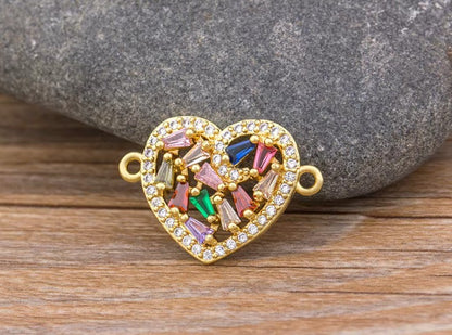 Heart Pendant Necklace for Women Rainbow Crystal Zircon Gold Plated CZ Necklace Romantic Heart Charm Jewelry Adjustable Chain Wedding Party Gift