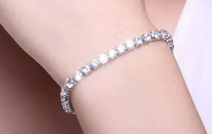 4mm Tennis Bracelet for Women Gold Plated Stainless Steel Cubic Zirconia Chain Bracelet Luxury Crystal Wristband Jewelry Gift 16cm 18cm