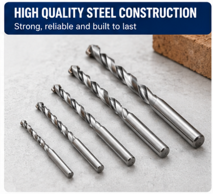 5PC Masonry Drill Bit Set 3mm 4mm 5mm 6mm 8mm – Carbide Tip Drill Bits for Brick, Concrete, Stone & Block | DIY & Home Improvement