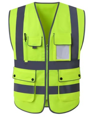 High Visibility Safety Vest Yellow Reflective Workwear Waistcoat Hi Vis Road Work Cycling Motorcycle Vest Zipper Pockets ANSI Class 2 Safety Jacket