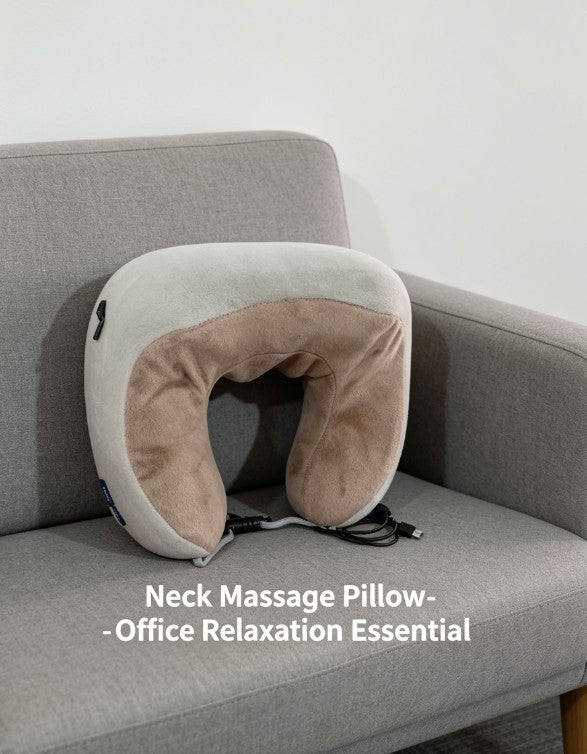 Shiatsu Neck Massager U Shaped Electric Massage Pillow Rechargeable Neck Shoulder Massager Heat Travel Cushion Grey