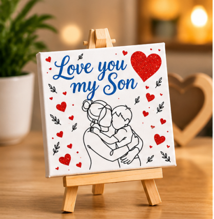 Love You My Son Mini Canvas with Wooden Easel – Son Gift & Keepsake