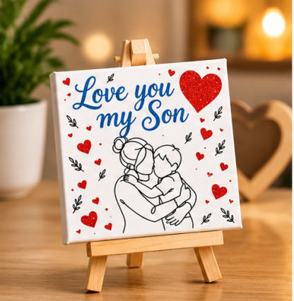 Love You My Son Mini Canvas with Wooden Easel – Son Gift & Keepsake