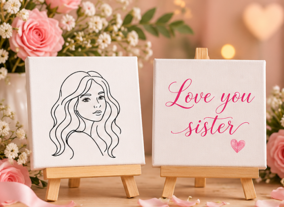 Love You Sister Mini Canvas Set with Wooden Easels – Sister Gift & Keepsake