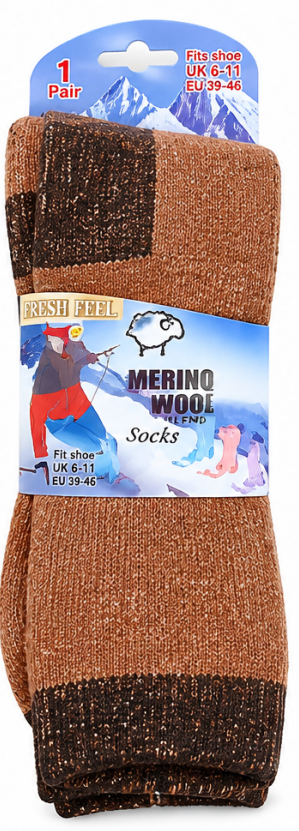 Men’s Merino Wool Blend Hiking Socks UK 6–11 – 45% Merino Wool Bamboo Walking Boot Thermal Socks | Assorted Colours – 1 Pair