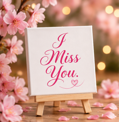 I Miss You Pink Mini Canvas with Wooden Easel – Thoughtful Love Gift & Keepsake