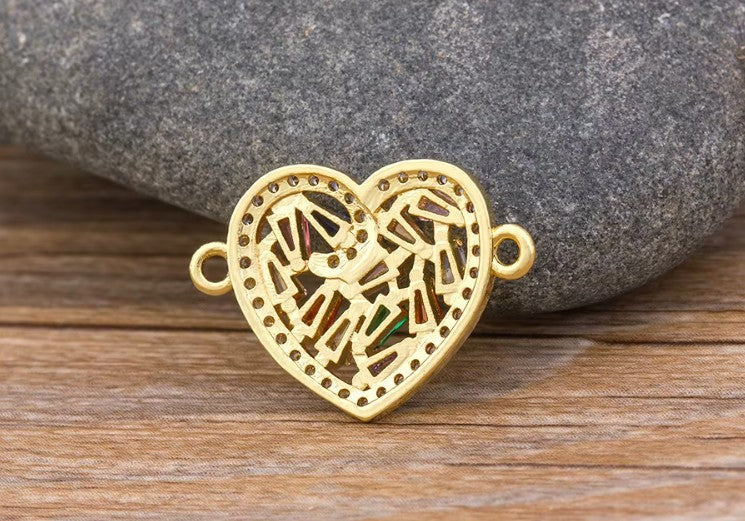 Heart Pendant Necklace for Women Rainbow Crystal Zircon Gold Plated CZ Necklace Romantic Heart Charm Jewelry Adjustable Chain Wedding Party Gift