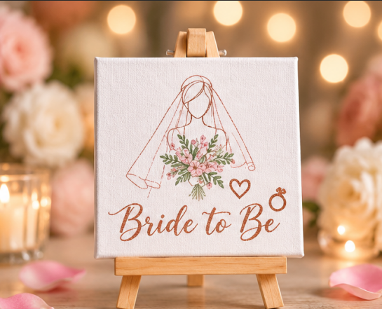 Bride to Be Mini Canvas with Wooden Easel – Bridal Shower & Wedding Gift