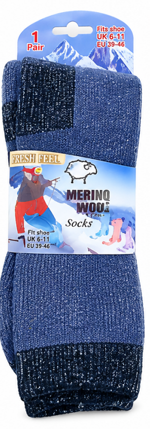 Men’s Merino Wool Blend Hiking Socks UK 6–11 – 45% Merino Wool Bamboo Walking Boot Thermal Socks | Assorted Colours – 1 Pair
