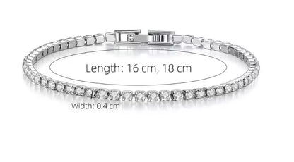 4mm Tennis Bracelet for Women Gold Plated Stainless Steel Cubic Zirconia Chain Bracelet Luxury Crystal Wristband Jewelry Gift 16cm 18cm