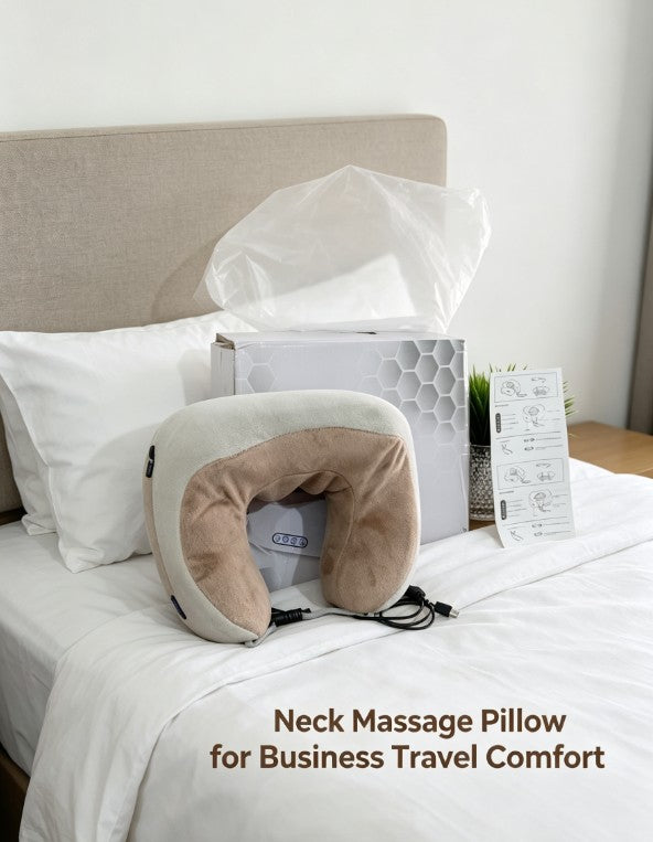 Shiatsu Neck Massager U Shaped Electric Massage Pillow Rechargeable Neck Shoulder Massager Heat Travel Cushion Grey