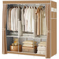Large Heavy-Duty Fabric Canvas Wardrobe Closet with Hanging Rail & Shelving Storage