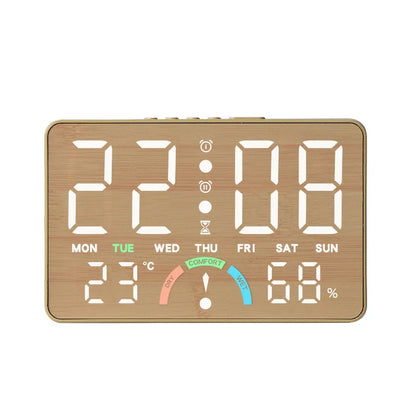 Digital Alarm Clock TEMP Humidity Week Comfort Level Dual Alarm Snooze Table Clock 12/24H Timer Auto Dimmable LED Wall Clock
