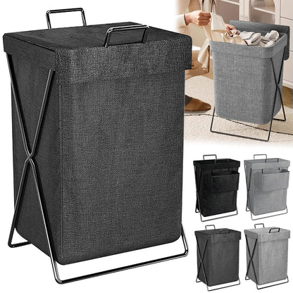 Foldable Storage Basket, Large Capacity Dirty Clothes Basket with hanging bag, Durable Canvas Organizer for Laundry