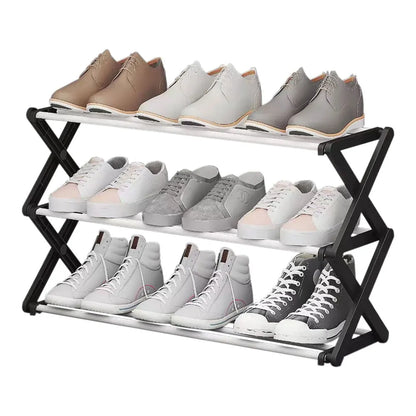 【Breeins】Foldable Multi-Tier Metal Shoe Rack for Entryway Shoes Storage Organizer Shelf Home Decoration Cabinet
