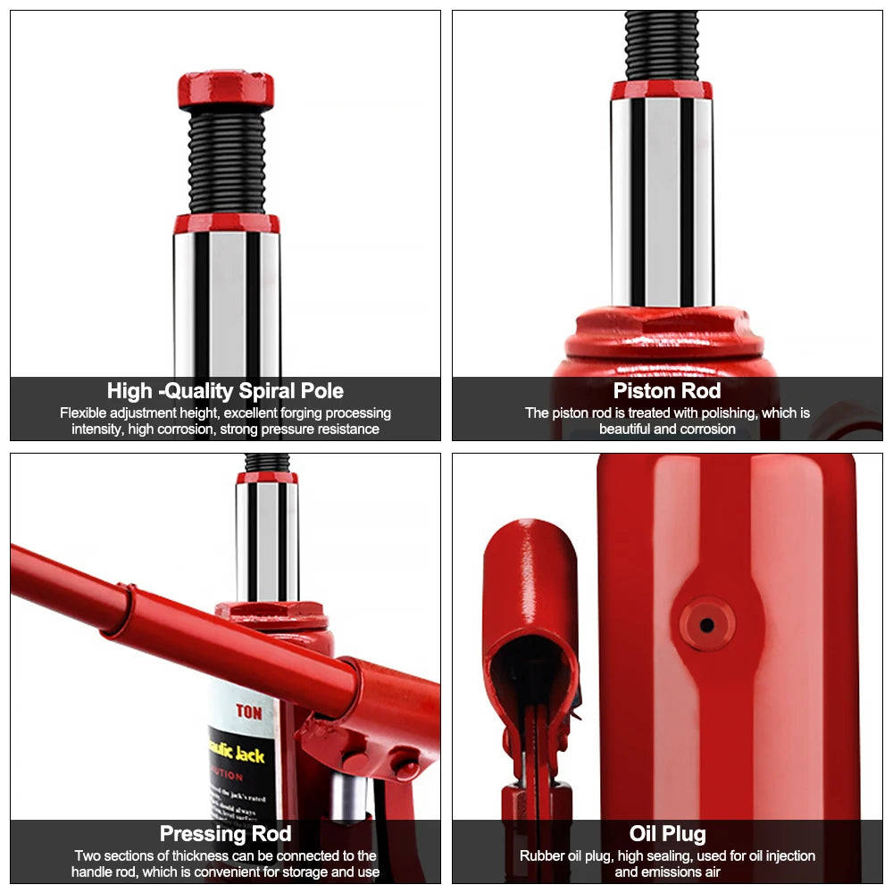 2/5/10/20T Hydraulic Bottle Jack Car Hydraulic Jack Welded Hydraulic Car Bottle Jack for Car Pickup Truck RV Repair Tools