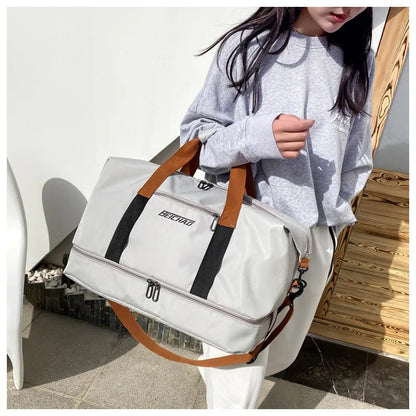Large Capacity Travel Gym Bag Short-distance Luggage Portable Fitness Bags Shoulder Crossbody Handbags Men's Sports Waterproof B