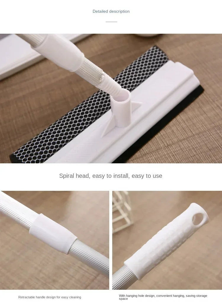 1pc Glass Cleaning Brush 2-in-1 Telescopic Pole Car Window Floor Cleaning Brush Glass Scraper Household Cleaning Tool