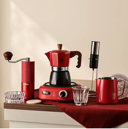 Bincoo Double Valve Coffee Moka Pot Espresso Machine Electric Stove Brewed Coffee Italian Home Outdoor Barista Accessories 220V