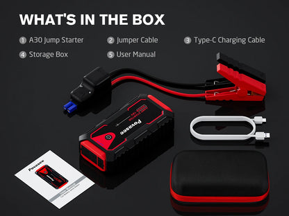 Povasee Jump Starter Power Pack 3000A Car Battery Booster Jump Starter Car Jump Starter Power Bank Jump Pack with Jump Leads