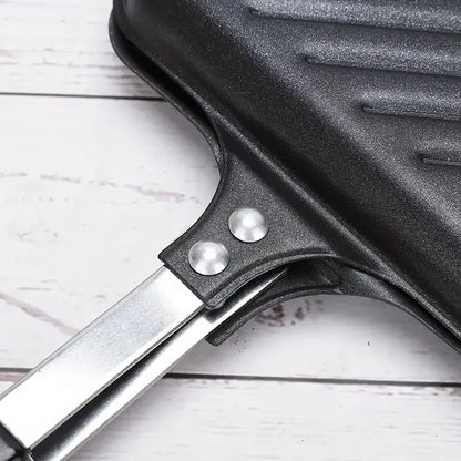 Non-Stick Camping Sandwich Panini Maker with Handle, Double Sided Frying Pan Detachable Grilled Sandwich Flip Pan