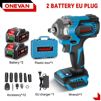 ONEVAN 1200N.m Brushless Electric Impact Wrench 1/2 inch Cordless Electric Screwdriver Drill Tool For Makita 18V Battery Pin