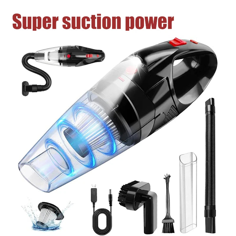 Handheld Vacuum Cleaner Powerful Rechargeable Car Cat Dog Pet Hair Cleaner (LED Light) Car Home Universal Free 3 Brush Heads