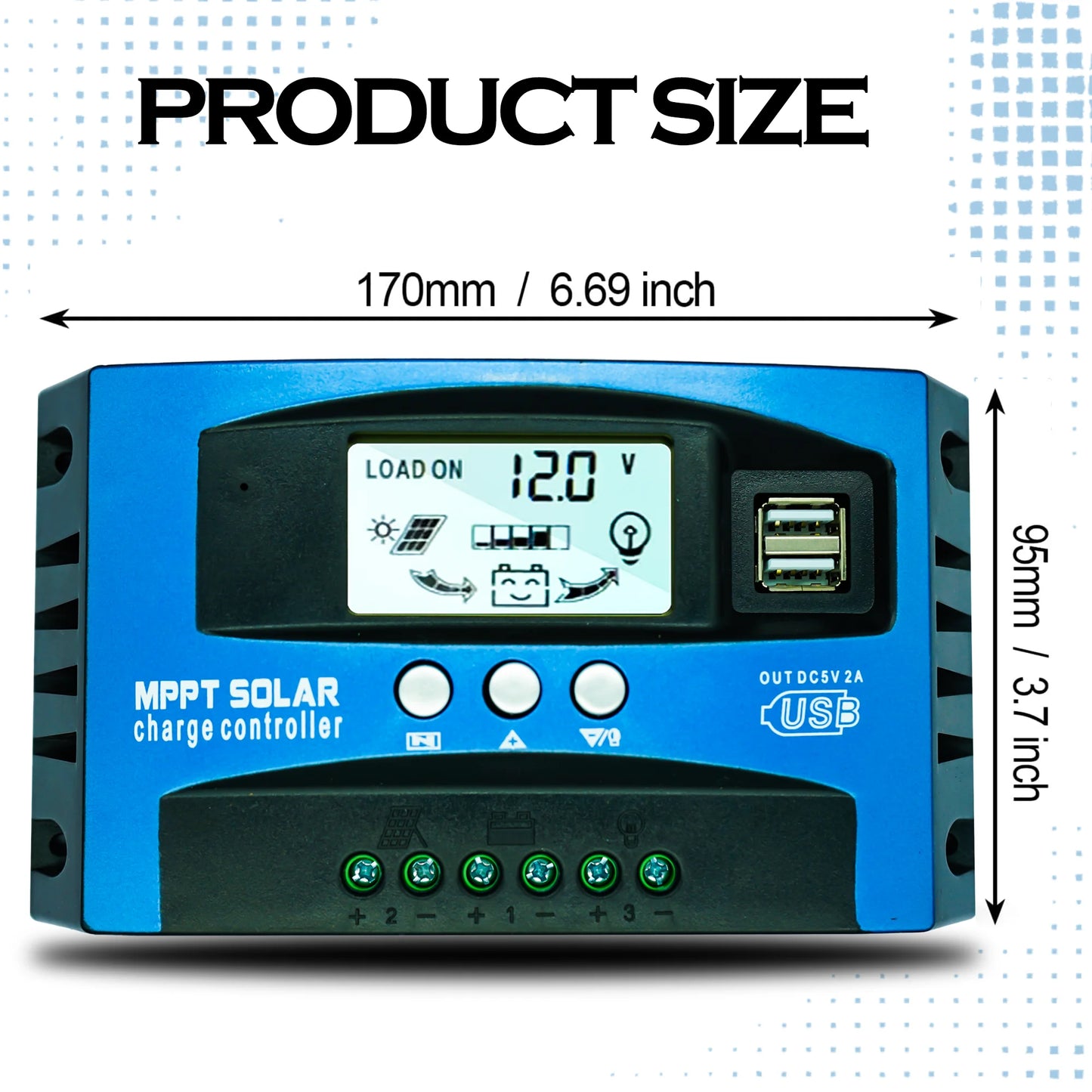 Polestar Solar Charge Controller 12V 24V 60A 80A 100A Dual USB LCD Display Auto Cell MPPT Panel Charger Regulator With Load
