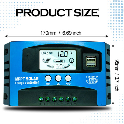 Polestar Solar Charge Controller 12V 24V 60A 80A 100A Dual USB LCD Display Auto Cell MPPT Panel Charger Regulator With Load