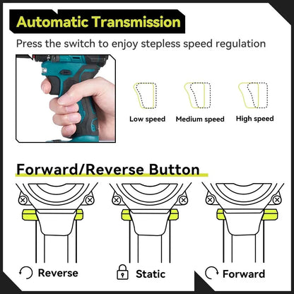 NEWBENY 10mm Brushless Electric Drill Screwdriver 21+2 Torque Cordless DIY Household Drill Tool For Makita 18-21V Battery Pin